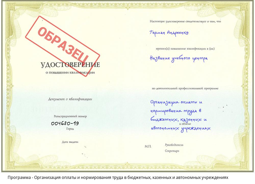 Организация оплаты и нормирования труда в бюджетных, казенных и автономных учреждениях Жуковский