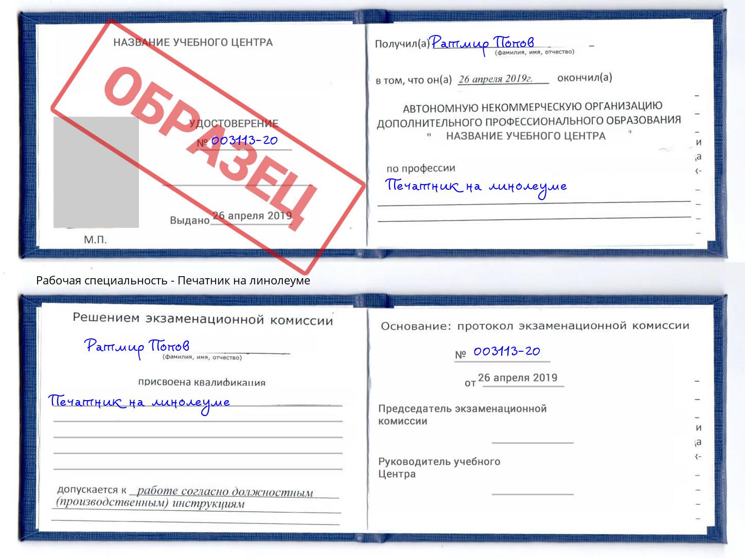 Печатник на линолеуме Жуковский