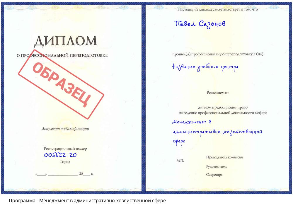 Менеджмент в административно-хозяйственной сфере Жуковский