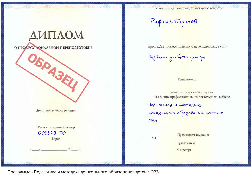 Педагогика и методика дошкольного образования детей с ОВЗ Жуковский