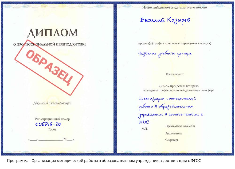 Организация методической работы в образовательном учреждении в соответствии с ФГОС Жуковский