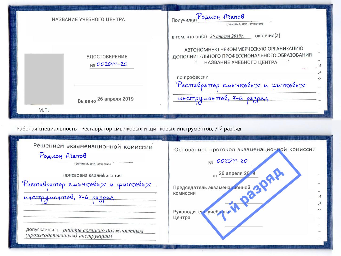 корочка 7-й разряд Реставратор смычковых и щипковых инструментов Жуковский